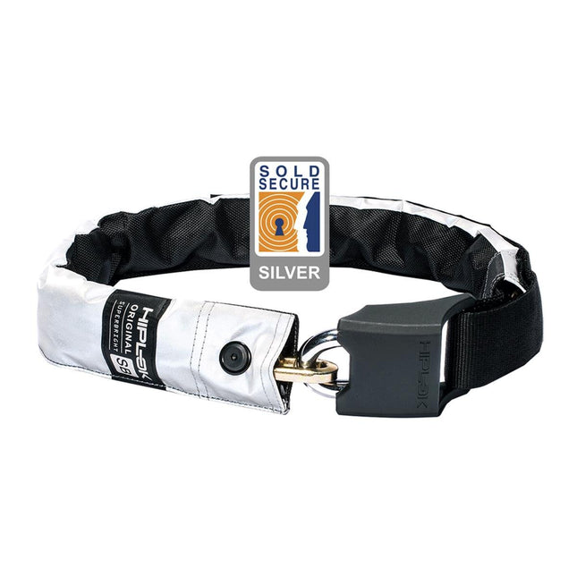 Hiplok ORIGINAL V1.5 Wearable Chain Lock 8mm x 90cm - waist 24 - 44 inches (Silver Sold Secure) High Visibility - HLV150SB - Aerolux
