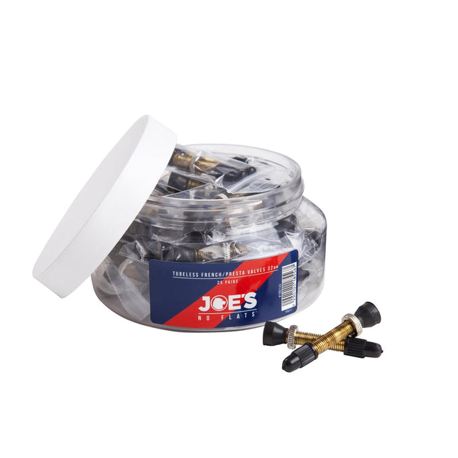 Joe's No Flats Tubeless Presta Valves (Jar 25 Pairs) - JNF180144 - Aerolux