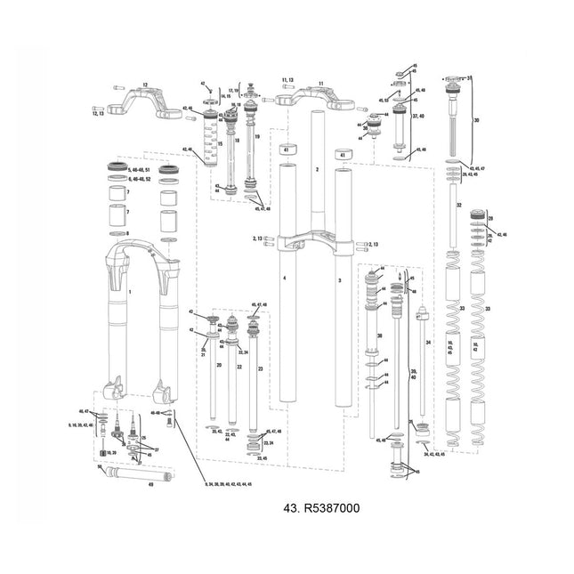 RockShox Spare - Front Suspension Service Kit - 2010 - 2014 Boxxer Team - R5387000 - Aerolux