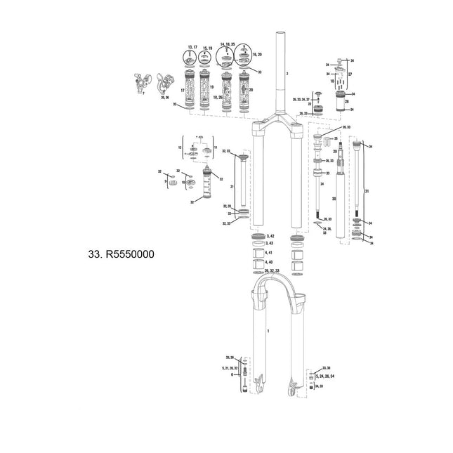 RockShox Spare - Front Suspension Service Kit (Full), Dual Air/Motion ControlDNA - 2012 Revelation - R5550000 - Aerolux