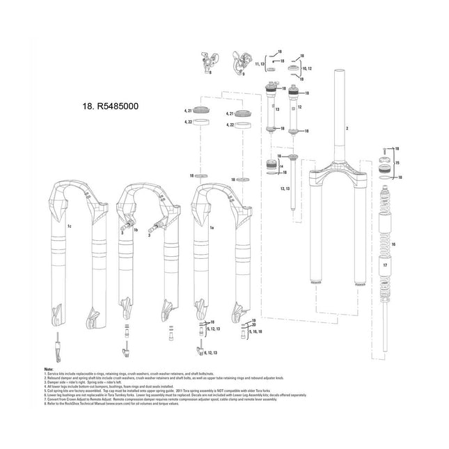 RockShox Spare - Front Suspension Service Kit - Tora TK/XC32/Recon Silver B1 - R5485000 - Aerolux