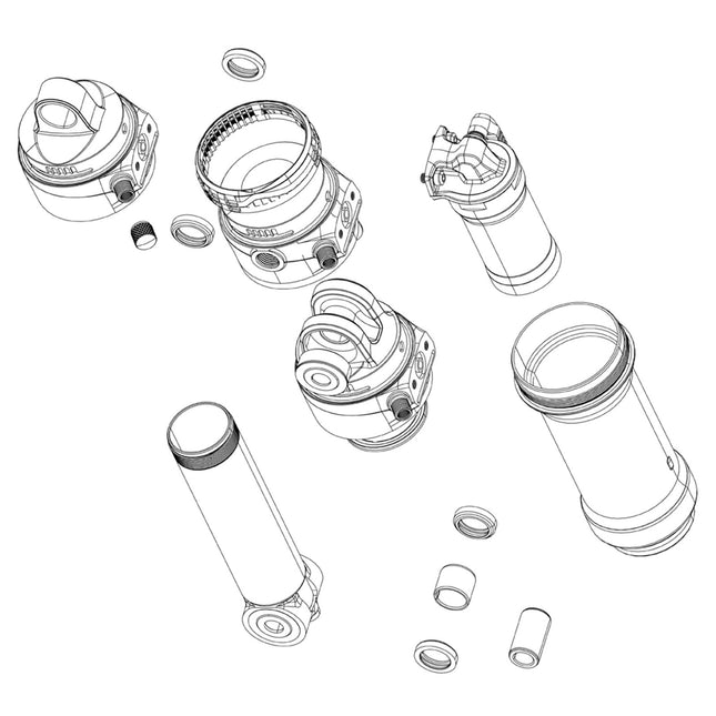 Rockshox Spare - Rear Shock Air Can Assembly - Progressive 57.5 - 65mm (Includes Decals) - Trek Super Deluxe Thrushaft C1 (2021+) - SSP8059010 - Aerolux