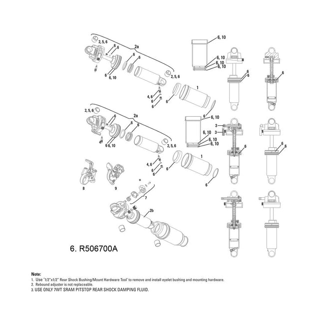 RockShox Spare - Rear Shock Service Kit - 2010 - 2012 Ario - R506700A - Aerolux
