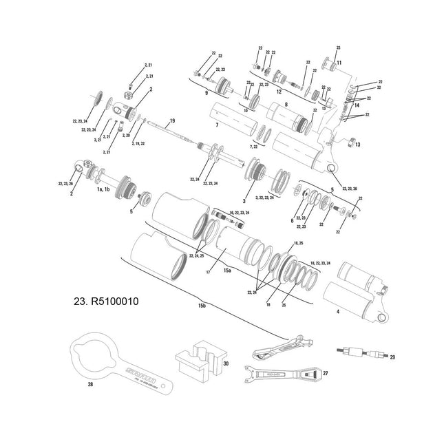 RockShox Spare - Rear Shock Service Kit Basic - 2011 Vivid Air - R5100010 - Aerolux