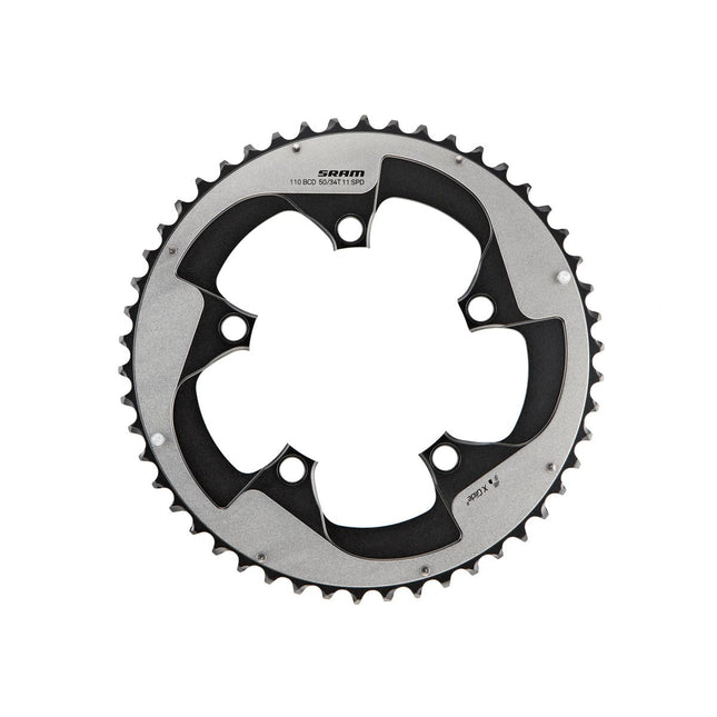 SRAM Chain Ring Road Rival22 X - Glide R 50T Yaw 11 Speed S3 HiddenBolt/Non - Hidden Bolt 110 Alum 5mm Silver BB30 or GXP (50 - 34) - CRS016001 - Aerolux