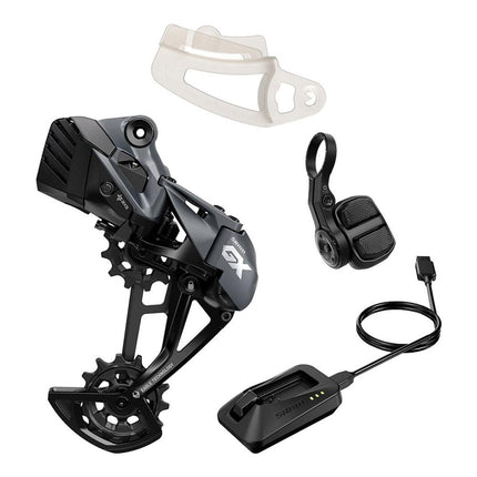 SRAM GX Eagle AXS Upgrade Kit (Rear Derailleur With Protector, Battery, Pod Controller W/Infinite Clamp, Powerlock, Charger/Cord, Chain Gap Tool, SRAM Multitool) - SGS8104001 - Aerolux