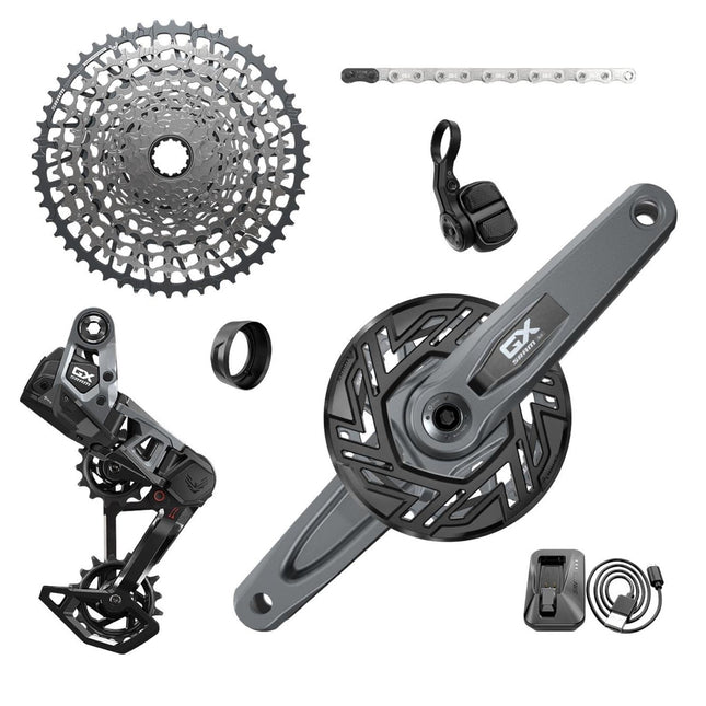 SRAM GX T - Type Eagle E - MTB Transmission AXS Groupset (RD w/Battery/Charger/Cord, EC POD, FC GX Bosch ISIS 160 w/cap, CR T - Type 36T,Clip - on Guard, CN 126l, CS XS - 1275 10 - 52t) - SGS8282001 - Aerolux