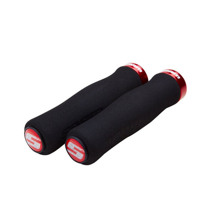 SRAM Locking Grips Contour Foam 129mm Black with Single Red Clamp and End Plugs - HGS6807 - Aerolux