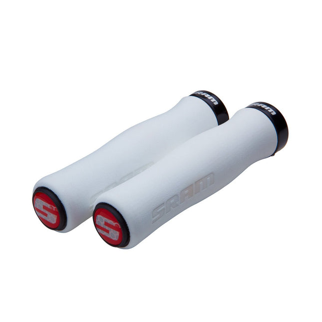 SRAM Locking Grips Contour Foam 129mm White with Single Black Clamp and End Plugs - HGS6809 - Aerolux