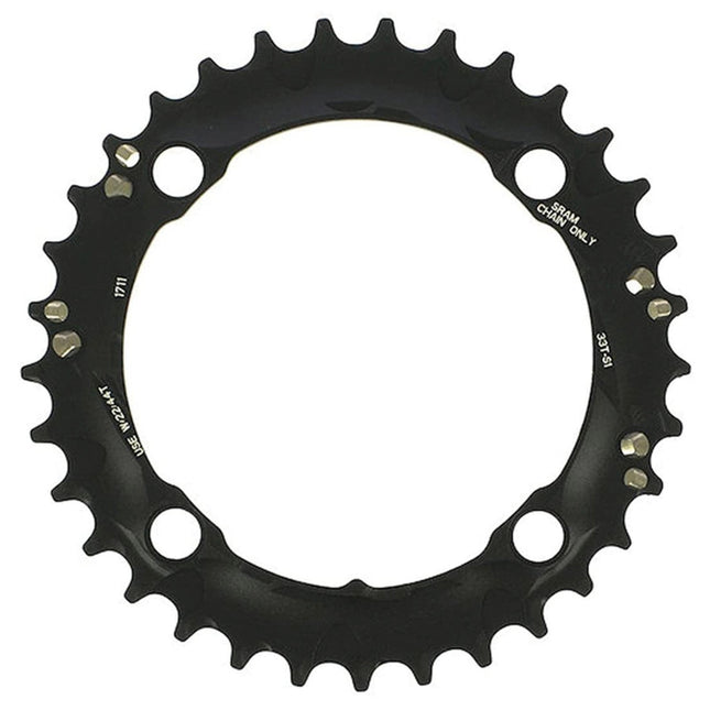 Sram Spare - Chain Ring MTB 42T 120 S2 AL6 Long Pin GXP CNC 2X10 Blast Black - CRT42XBL - Aerolux