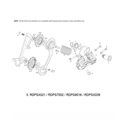 Sram Spare - Rear Derailleur B - Screw and Limit Screw Kit X9 Type 2 / 2011X9 10 Speed - RDPS9016 - Aerolux