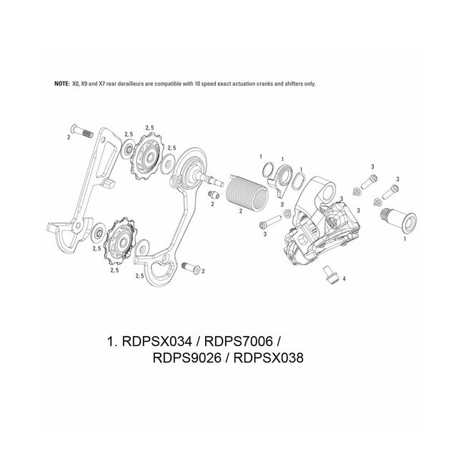 Sram Spare - Rear Derailleur Hanger Bolt Kit X0 Silver 10 Speed - RDPSX038 - Aerolux
