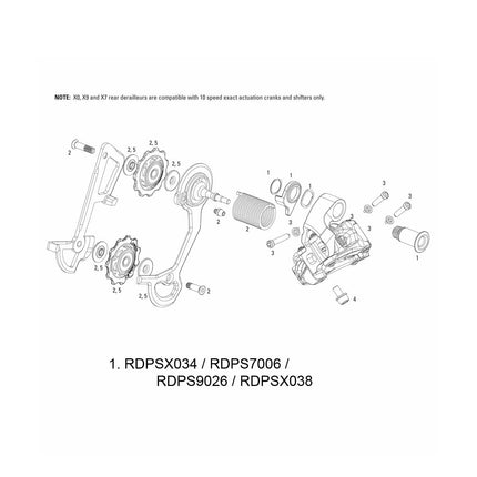 Sram Spare - Rear Derailleur Hanger Bolt Kit X7/Type2 10 Speed - RDPS7006 - Aerolux