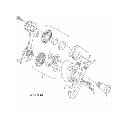 Sram Spare - Rear Derailleur Pulley Kit 2004 X9, 9.0SL / 2003 9.0 - GP713 - Aerolux