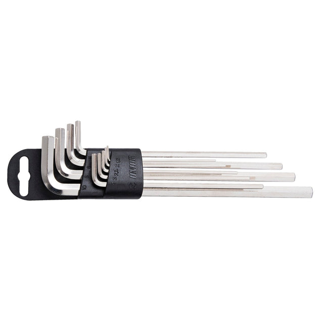 UNIOR Set Of 10 Hexagon Wrenches, Long Type On Plastic Clip - UN626770 - Aerolux