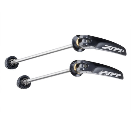 ZIPP TANGENTE QUICK RELEASE SKEWER - Stainless Steel Black with Silver Logo 100mm/130mm Pair for Road Wheels - ZPWS240030 - Aerolux