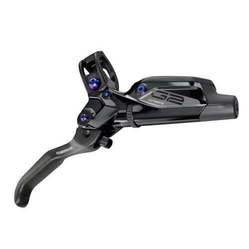 SRAM G2 Ultimate Disc Brake, Carbon Lever, Ti Hardware, Reach, Swinglink, Contact, (Includes MMX Clamp, Rotor/Bracket Sold Separately) A2: GLOSS BLACK W/RAINBOW HARDWARE 950MM