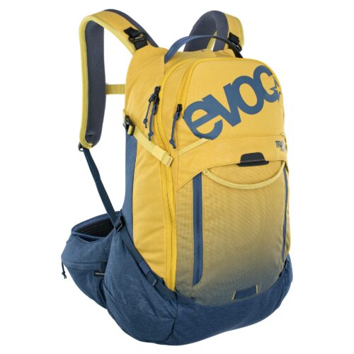 EVOC Trail Pro Protector Backpack 26L 2022: CURRY/DENIM S/M