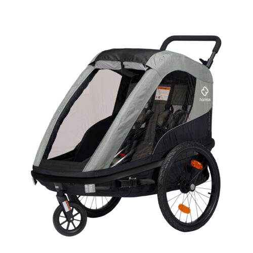 Hamax Avenida Twin Child bike Trailer 2022: OLIVE GREEN TWIN