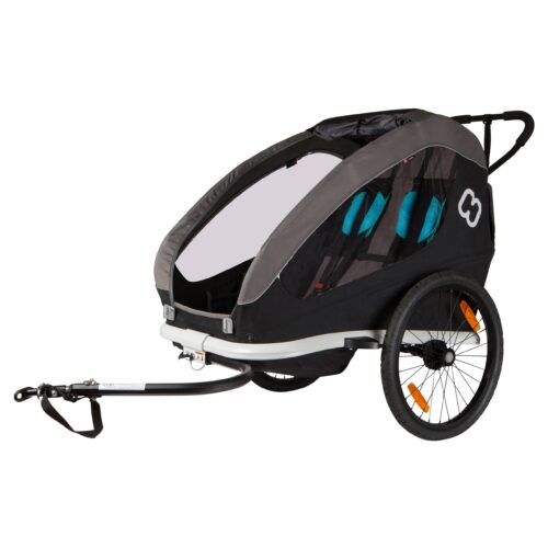 Hamax Traveller Twin Child Bike Trailer: BLACK/GREY TWIN