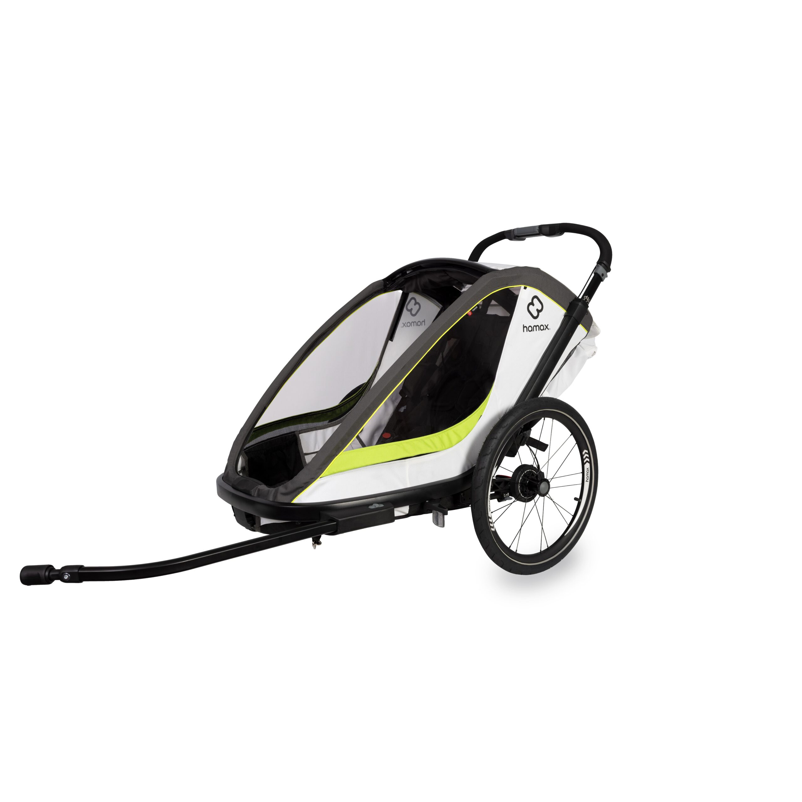 Hamax Breeze Twin Child Bike Trailer 2022: WHITE/GREEN TWIN