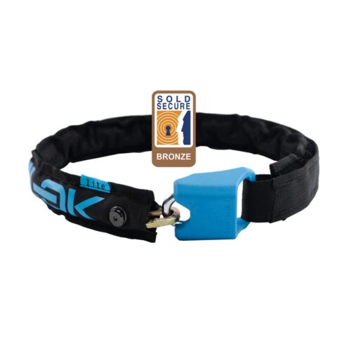 Hiplok LITE Wearable Chain Lock 6mm x 75cm - waist 24-44 inches (Bronze Sold Secure): BLACK/CYAN 6MM X 75CM
