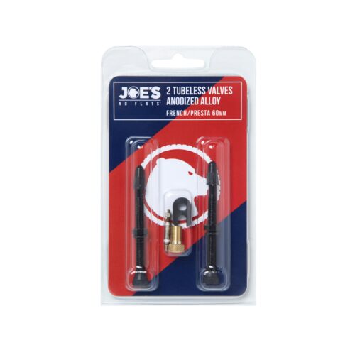 Joe's No Flats Tubeless Anodized Black Presta Valves (Pair) 60mm:  60MM
