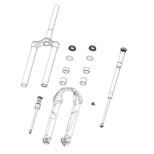 RockShox Fork CSU - Debonair - 27B/29B 44 Off-Set - 59Od Crown- 1.5 X-Long Taper (No Gradients) - Domain C1+ (2025+): GLOSS BLACK