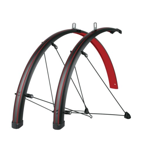 SKS Bluemels Stingray 28 Mudguard Set: MATT BLACK/BLAZING RED 28" 45MM