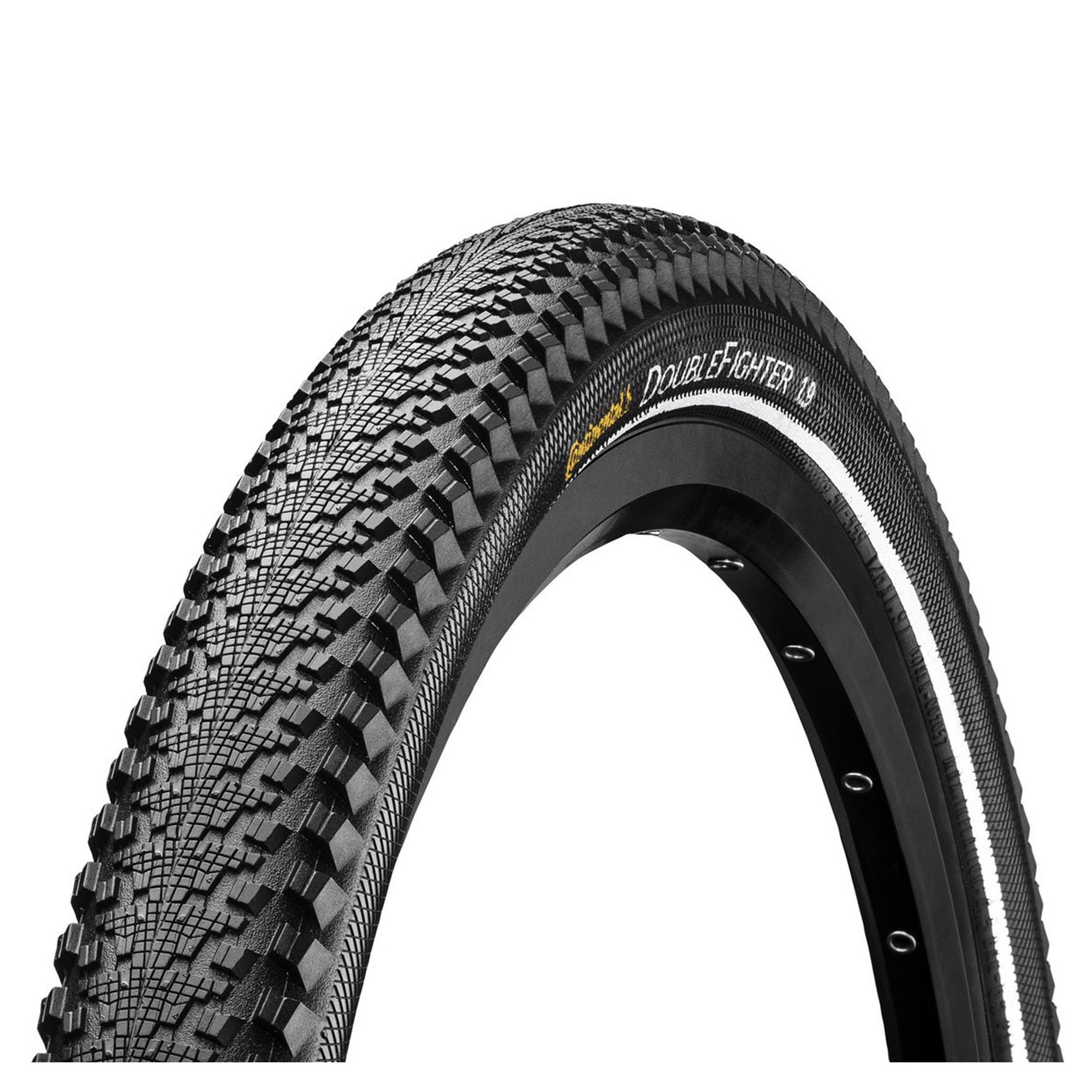 Continental DoubleFighter III Reflex Tyre - Wire Bead: BLACK/BLACK REFLEX 26X1.90"